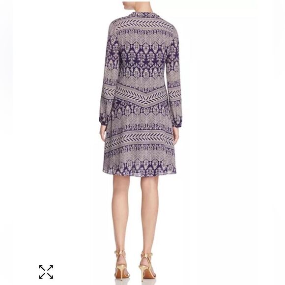 Tory Burch Bourdelle Silk Tunic Dress Purple Long Sleeve Sz 10 - Picture 4 of 15